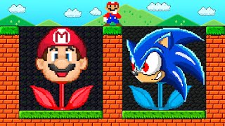 Can Mario Collect Mario and Sonic FLOWER in New Super Mario Bros Wii | Game Animation