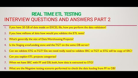 ETL Testing  | Real Time ETL Testing Interview Questions and Answers Part 2 | ETL Testing Q&A