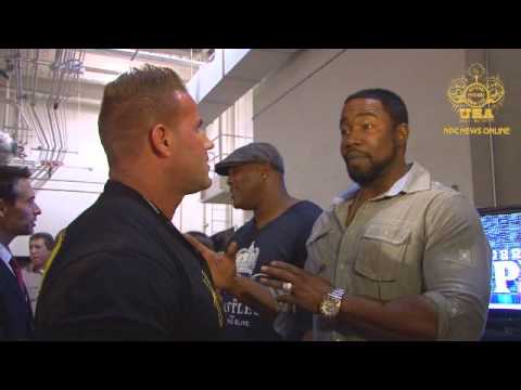 2012 Mr. Olympia Backstage: Jay Cutler with Michael Jai White