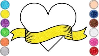 Glitter Super Coloring Pages Hearts | How to Draw and Color Heart Fun Kids | Drawing Village☆