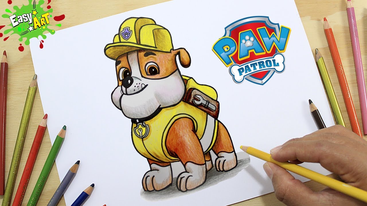 La Patrulla canina - Cómo Dibujar y Pintar a Rubble - how to Draw and paint Paw  patrol - thptnganamst.edu.vn