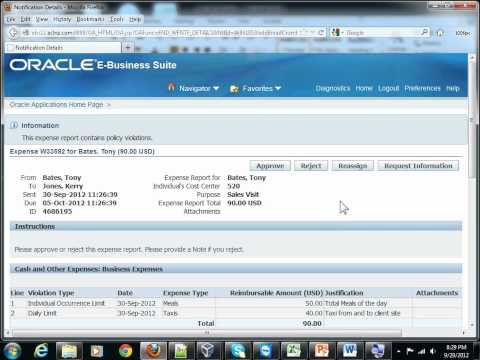 Oracle Internet Expenses Fundamentals - Manager Approval