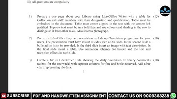 Prepare a one page about your Library using LibreOffice Writer with a table for Collection IGNOU