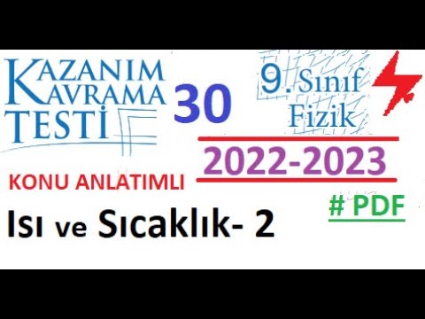 9. Sınıf | Fizik | Kazanım Testi 30 | Isı ve Sıcaklık 2 | MEB | 2022 2023 | PDF | TYT | 2023 2024