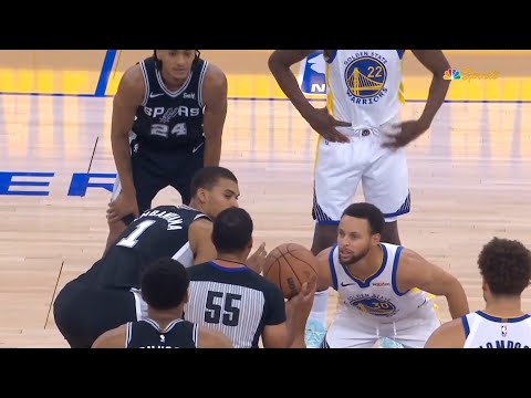 Stephen Curry vs Victor Wembanyama jump ball at start of Warriors vs Spurs 😂