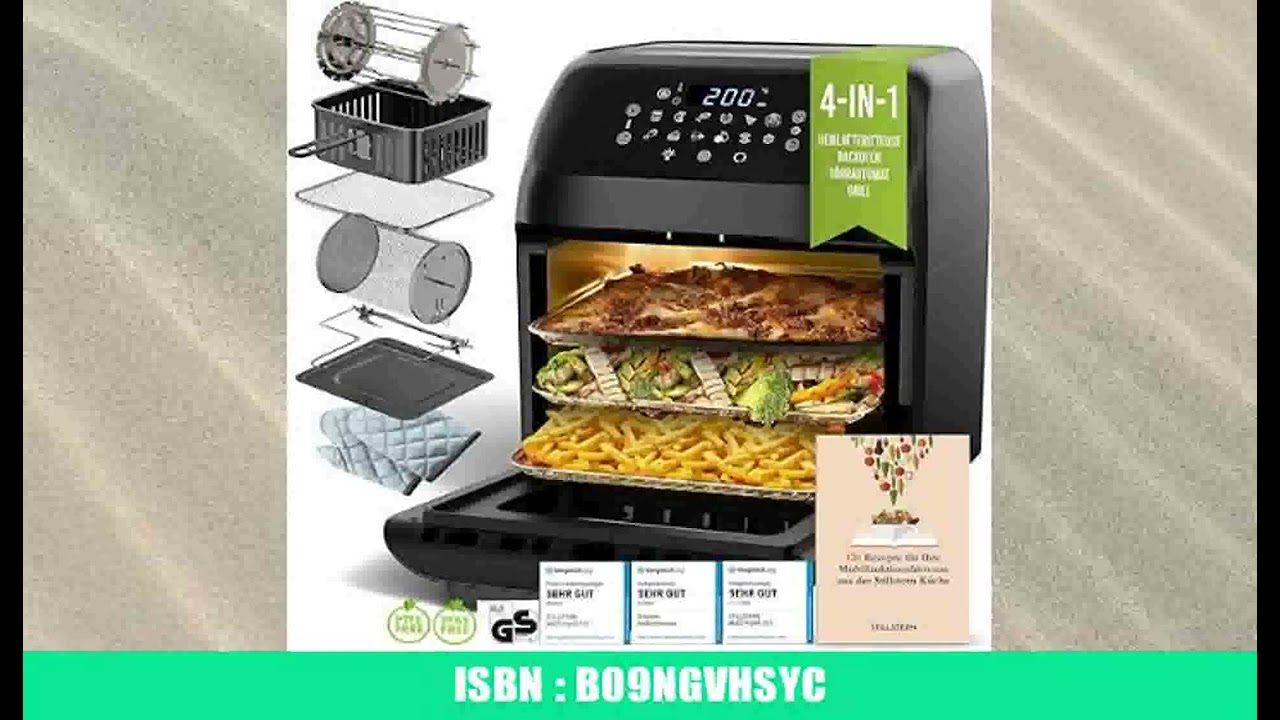 Stillstern HeiÃŸluftfritteuse XXL 12L mit LED-Touchscreen, Rezeptbuch auf Deutsch, 12 Programme,