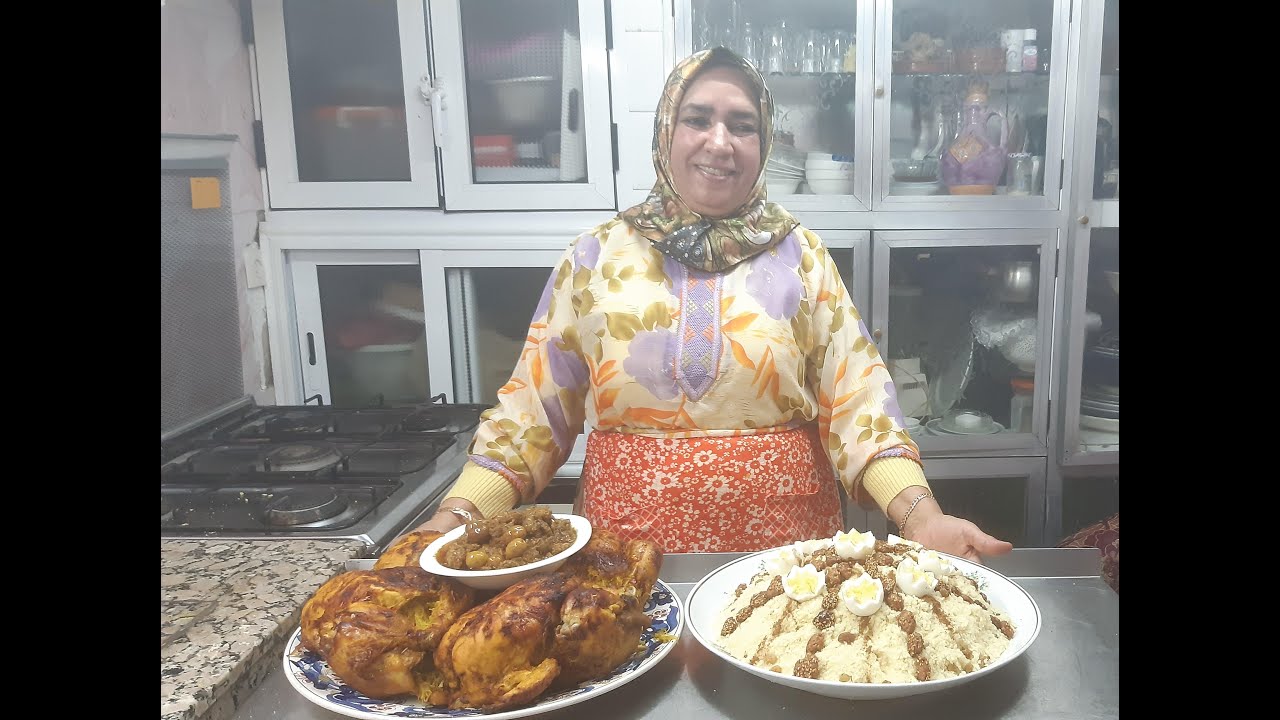 الدجاج المبخر و المحمر في الفران مع السفة بالسميدة بنين بزاف وكيستحق التجربة