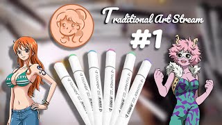 🧡 ❣ ♡ Drawing Chibi Nami and Mina! │Gigi's VOD │ Trad Art #1 │(MIC ON [ENG]) ♡ ❣ 🧡