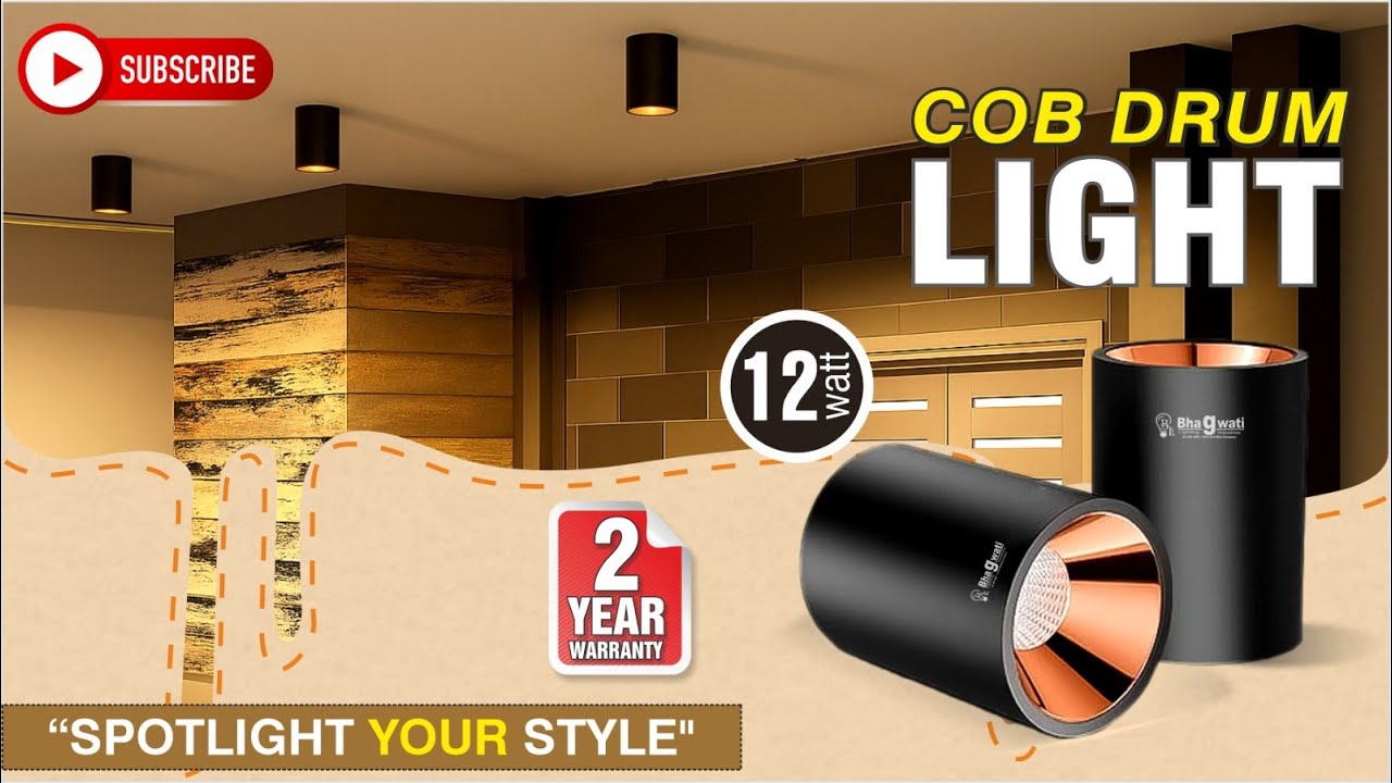 Cylindrical Surface Mounted Spot Light || Modern Ceiling Lighting 12w COB Drum Light