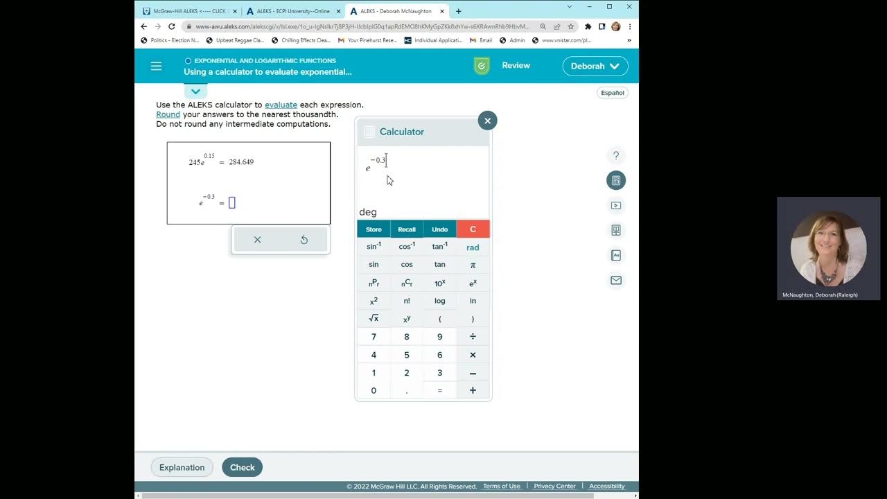 MTH131 Using a calculator to evaluate exponential expressions involving