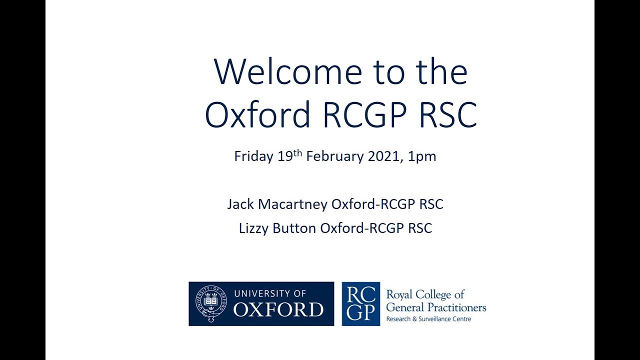 Rscgp Rsc Oxford-RCGP RSC Welcome For Newly Joined Practices - YouTube