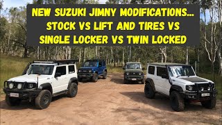 New JB74 Suzuki Jimny Modifications | Stock vs Lift and Tyres vs Rear Air Locker vs Twin Air Lockers