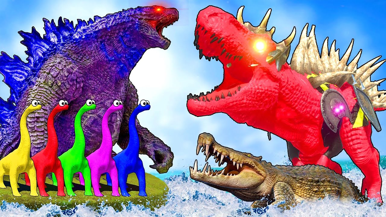 Superheroes Spiderman 3x Head T-Rex Battles Triceratops vs Indominus Rex 🦖 Jurassic Spiderman