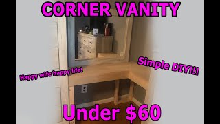 How I made this DIY Corner Vanity for my Fiancé!