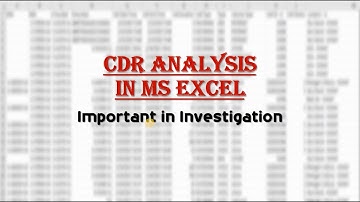 Call Data Record | CDR | Analysis with MS Excel | Investigation with Technology