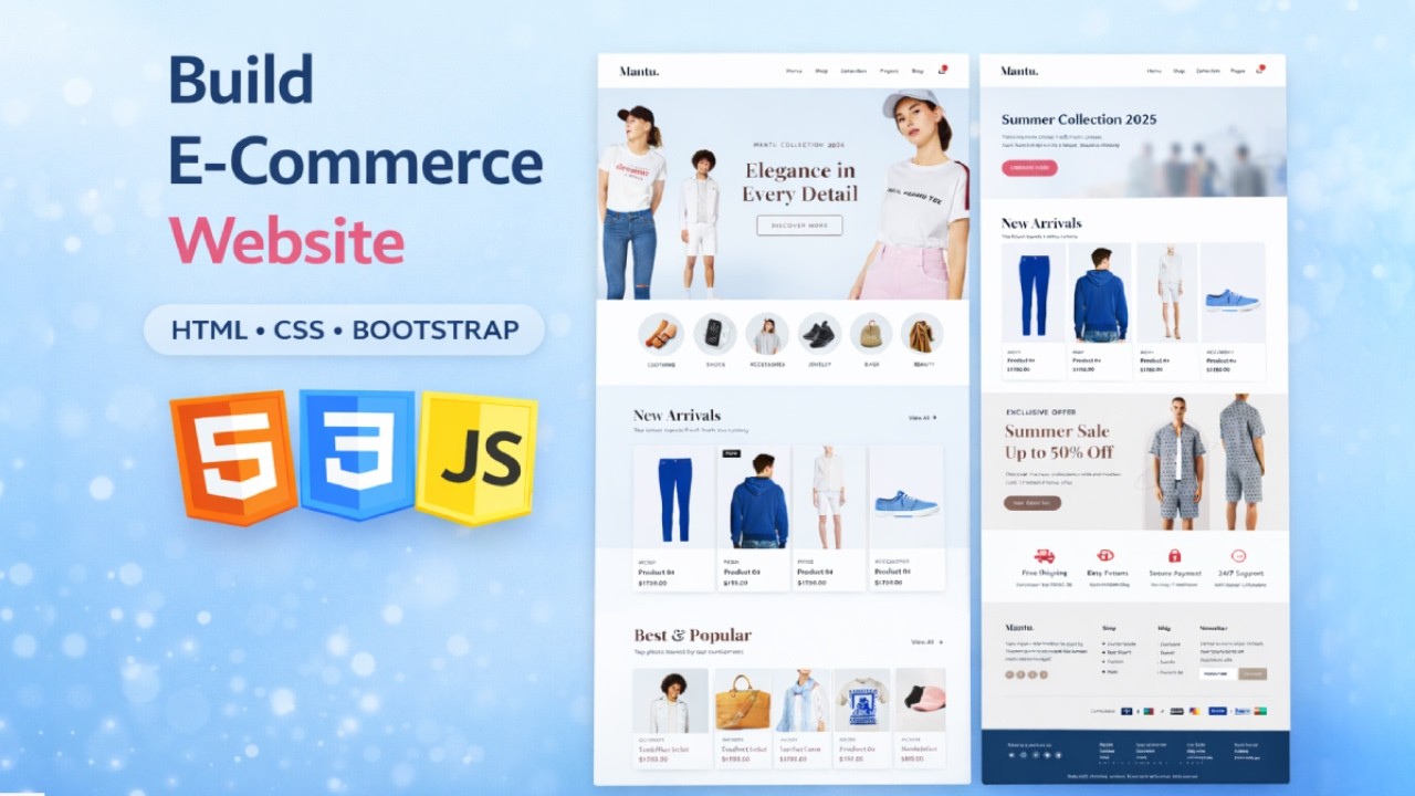 Build Complete E-Commerce Website with HTML CSS & Bootstrap JS | Step ...