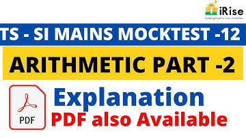 TS SI Mains MOCKTEST-12 Arithmetic  Part-2 Explanation