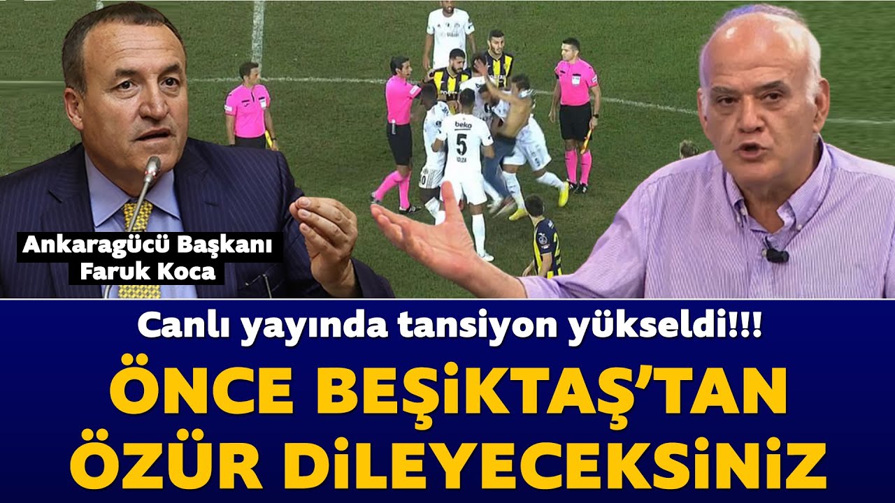 Ankaragücü Başkanı Faruk Koca ile Ahmet Çakar arasında canlı yayında tansiyon yükseldi