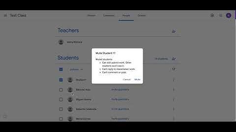 Google Classroom: Mute and un-mute students (from posting)