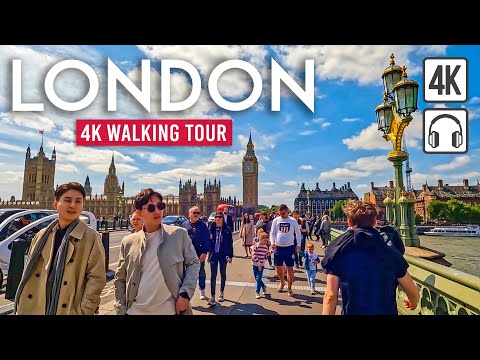LONDON 4K Walking Tour (UK) - 4h+ Tour with Captions & Immersive Sound [4K Ultra HD/60fps]