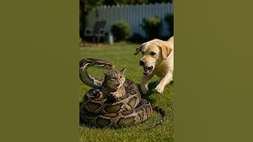 Puppy Saves Cat from Python Attack 🐶🐍😱 #wildlife #animals #wildliferescue