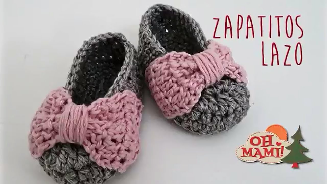 Zapatitos Lazo a crochet para bebés ( 0 a 3 meses) - YouTube