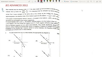 jee advanced 2012 optics comprehension #meta materials #jee advanced 2012 solution