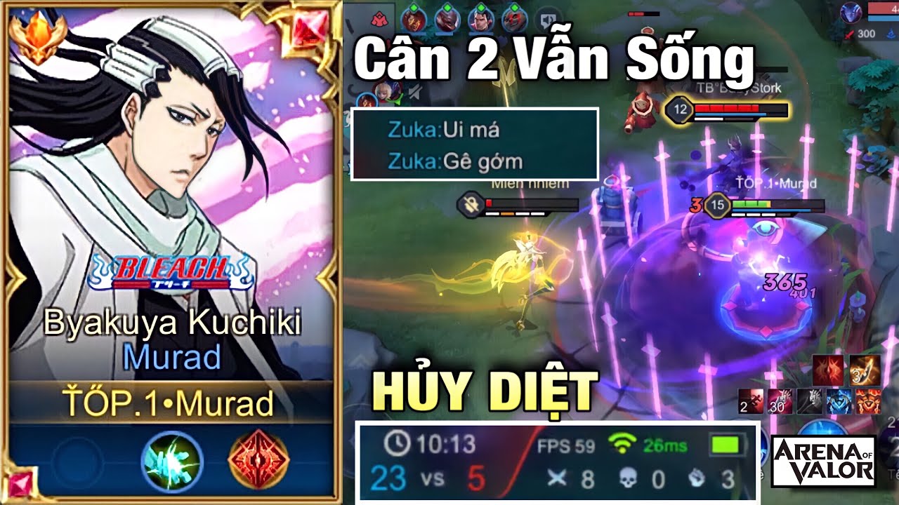 rov skill Update New TOP.1 Murad Quẩy Skin Byakuya Kuchiki Gặp Team Top Tướng Và Bán Hành Team Bạn - Liên Quân Mobile