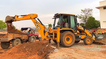 JCB 3DX Backhoe Loading Mud in Tractors | Powertrac 439 DS | Massey Ferguson 1035 DI
