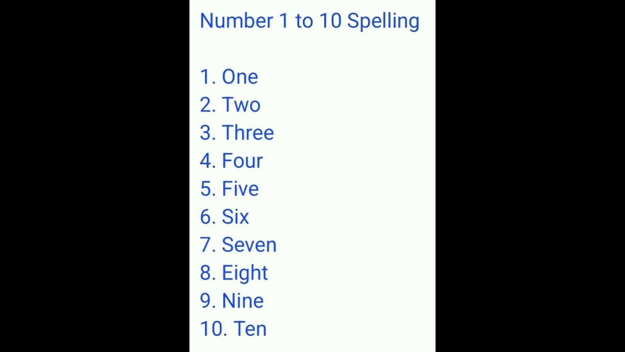 One to ten spelling youtube