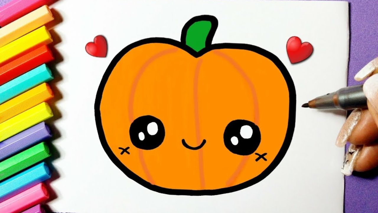 COMO DESENHAR ABÓBORA DE HALLOWEEN 🎃  HOW TO DRAW HALLOWEEN PUMPKIN  COLORINDO E DESENHANDO 