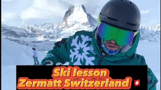 Ski lesson Zermatt Switzerland, 2days, ski technique and learning short turns with Jason Wright 