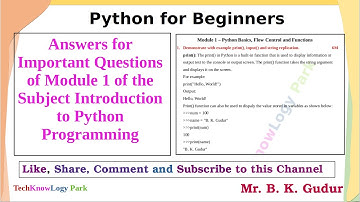 Questions and Answers of Module 1 of Introduction to Python Programming (VTU)