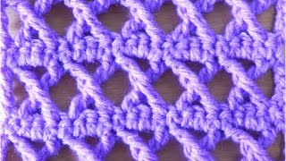 かぎ針編み：長編みのクロス編み模様の編み方 How to double crochet
