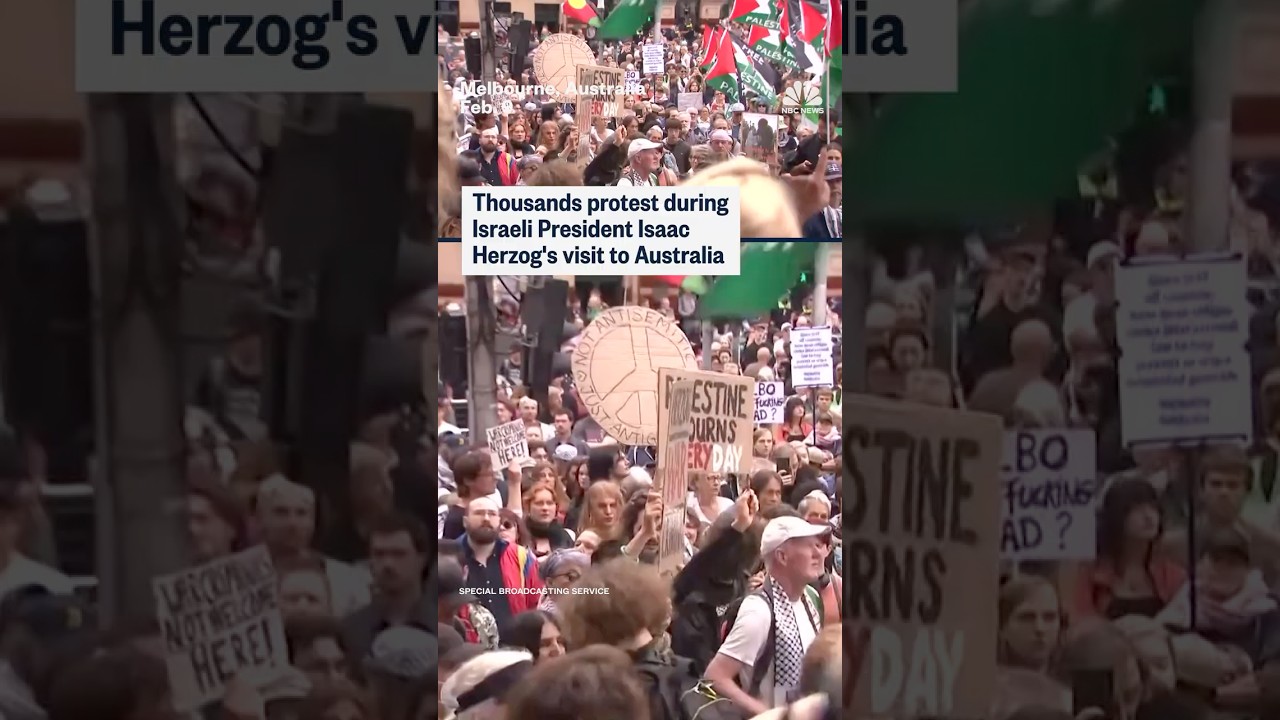 Thousands protest during Israeli President Isaac Herzog’s visit to Australia