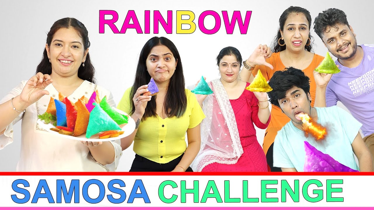 RAINBOW SAMOSA Eating Challenge | CookWithNisha | Cook With Nisha