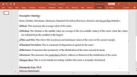EViews: Descriptive Statistics (Interpretation and Application)