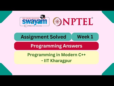 Programming in Modern C++ Week 1 || Programming Answers || My Swayam || #nptel #nptel2025 #myswayam