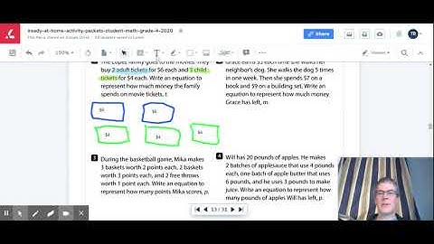 4th Grade Math - p. 13 Modeling Multi-Step Problems