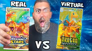 Real Vs Virtual Pokemon Pack Challenge (It Did NOT Go as Planned!)