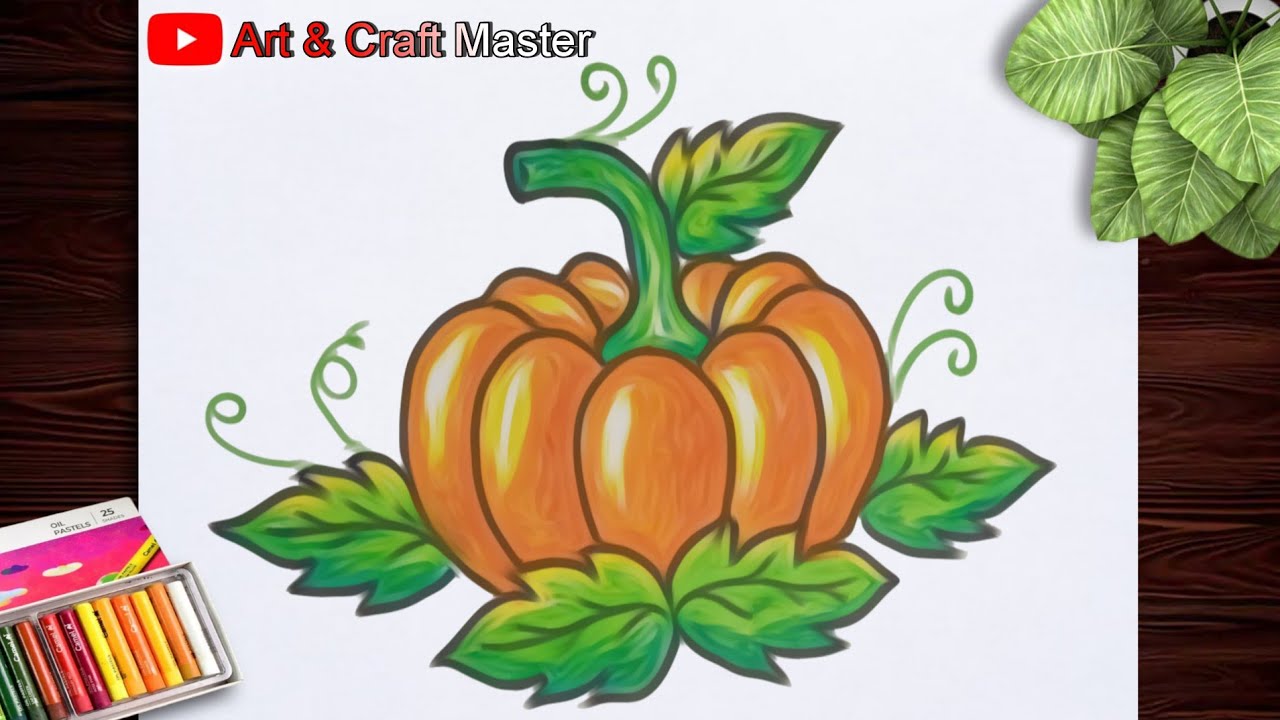 Easy Pumpkin Drawing with Oil Pastels 🎃 | Step by Step for Beginners
