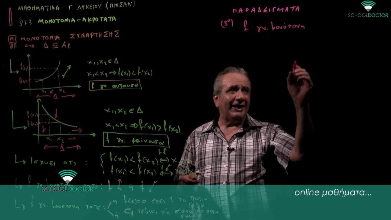 Μαθηματικά Γ΄ Λυκείου - Θεωρία Συναρτήσεις: Μονοτονία Συνάρτησης