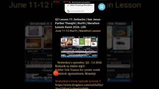 Q2 Lesson 11: Setbacks | See Jesus-Further Thought | thurfri | Marathon Lesson Karon 2026. LOD
