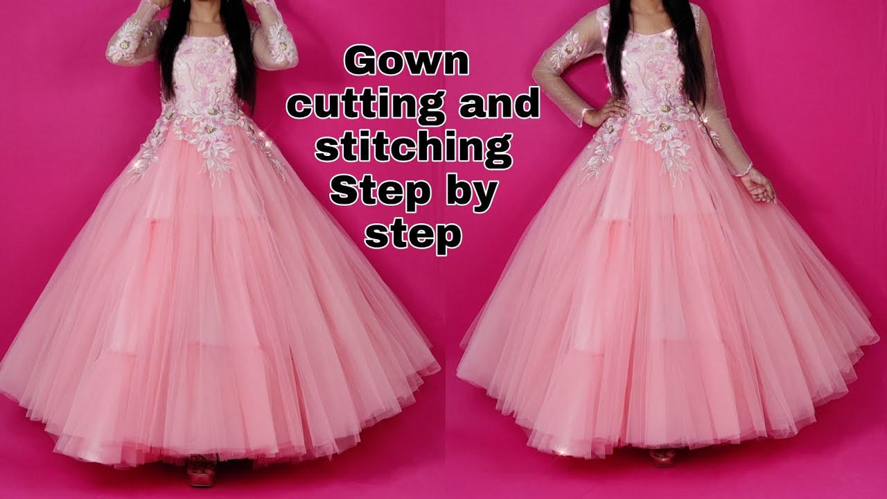 umbrella gown cutting/long frock dress cutting stitching/floor length gown  ki cutting/frock gown cut - YouTube