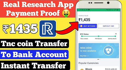 Real Research App Payment Proof Of ₹1435 | Tnc Coin Transfer To Bank Account Trick