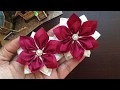 Kanzashi flower! DIY satin flower hair clip! Girls hair accessories! Spring colors!