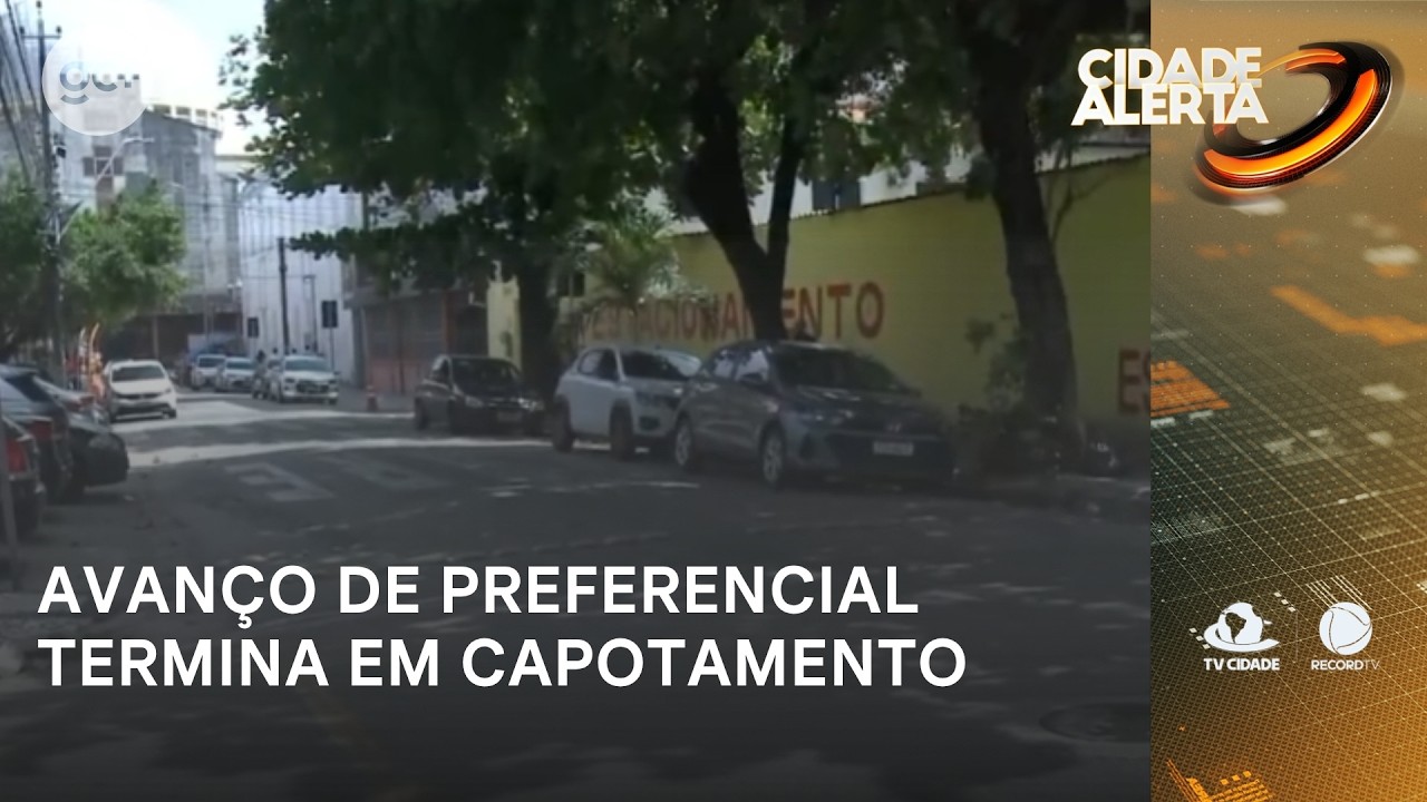 Avanço de preferencial termina em capotamento e motociclista ferido | Cidade Alerta CE