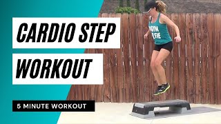 5 minute step workout - cardio interval class - workout at home