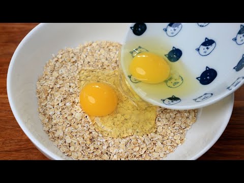 Add 2 eggs to 1 cup of oats! Super simple and delicious breakfast recipe