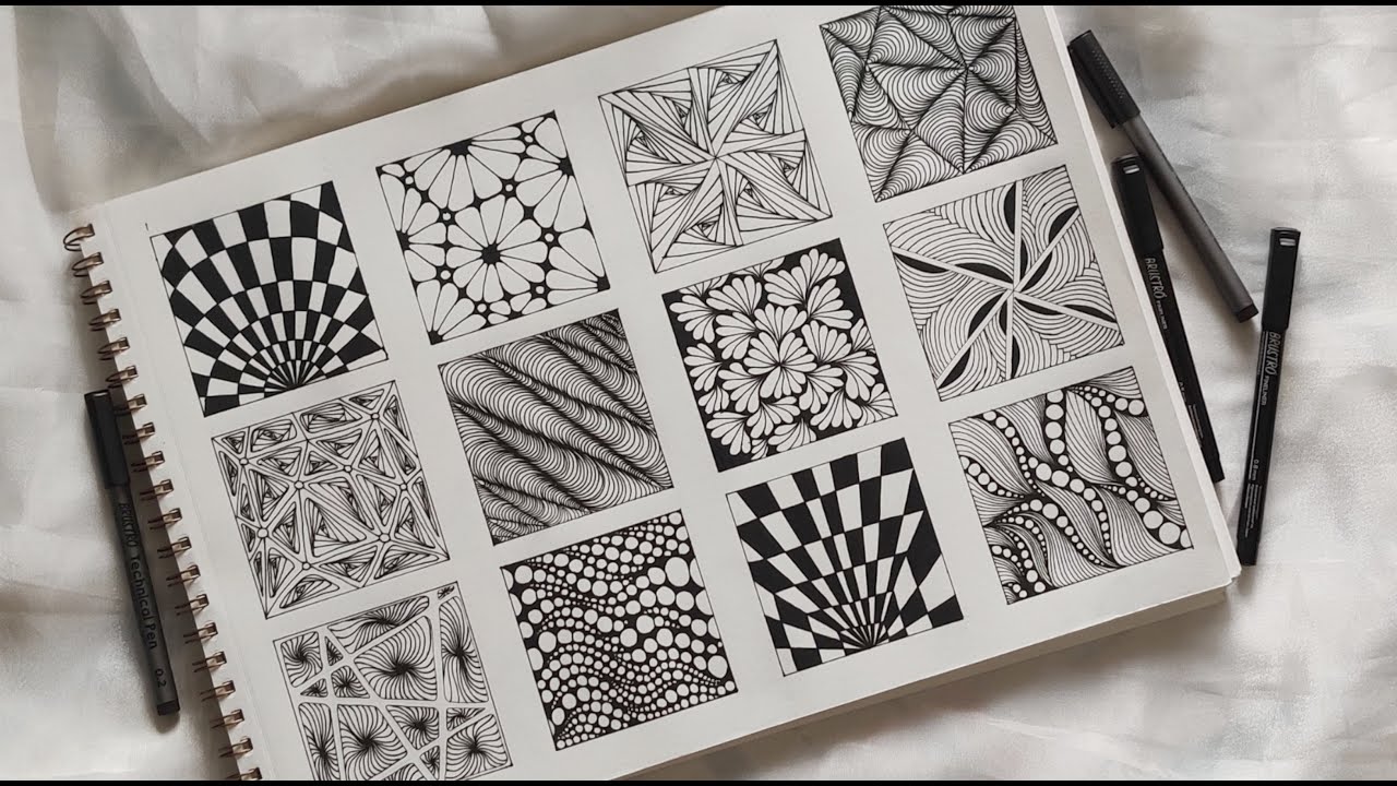 6 tiles  Zentangle patterns, Doodles zentangles, Doodle patterns